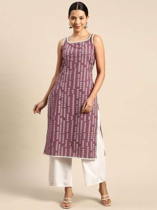 Women's Rayon Printed Straight Kurti With Pant Set - Image 5